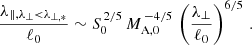 $$ \begin{aligned} \frac{\lambda _{\Vert ,\lambda _\perp <\lambda _{\perp ,*}}}{\ell _0} \sim S_0^{\,2/5}\,M_{\rm A,0}^{\,-4/5}\,\left(\frac{\lambda _\perp }{\ell _0}\right)^{6/5}\,. \end{aligned} $$