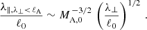 $$ \begin{aligned} \frac{\lambda _{\Vert ,\lambda _\perp <\,\ell _{\rm A}}}{\ell _0} \sim M_{\rm A,0}^{\,-3/2}\,\left(\frac{\lambda _\perp }{\ell _0}\right)^{1/2}\,. \end{aligned} $$
