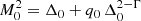 $$ \begin{aligned} M_0^2 = \Delta _0+q_0 \, \Delta _0^{2-\Gamma } \end{aligned} $$