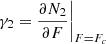 $ \gamma_2=\dfrac{\partial N_2}{\partial F}\bigg|_{F=F_c} $