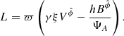 $$ \begin{aligned} L=\varpi \left( \gamma \xi V^{\hat{\phi }} -\frac{h B^{\hat{\phi }}}{\Psi _A}\right) . \end{aligned} $$