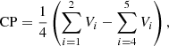 $$ \begin{aligned} \mathrm{CP} = \frac{1}{4} \left( \sum _{i=1}^2 V_i - \sum _{i=4}^5 V_i \right) , \end{aligned} $$