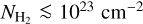 ${N_{{{\rm{H}}_2}}} \mathbin{\lower.3ex\hbox{\buildrel<\over {\smash{\scriptstyle\sim}\vphantom{_x}}}} {10^{23}}{\rm{c}}{{\rm{m}}^{ - 2}}$