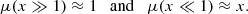$$ \begin{aligned} \mu (x \gg 1) \approx 1 \quad \mathrm{and}\quad \mu (x \ll 1) \approx x. \end{aligned} $$