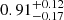 $ 0.91^{+0.12}_{-0.17} $