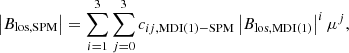 $$ \begin{aligned} \left|B_{\rm los,SPM}\right|=\sum ^{3}_{i=1}\sum ^{3}_{j=0}c_{ij\mathrm{,MDI(1)-SPM}}\left|B_{\rm los,MDI(1)}\right|^{i}\mu ^{j}, \end{aligned} $$