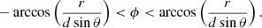 $$ \begin{aligned}&-\arccos \left( \frac{r}{d \sin \theta } \right) < \phi < \arccos \left( \frac{r}{d \sin \theta } \right). \end{aligned} $$