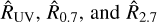 ${\hat R_{{\rm{UV}}}},{\hat R_{0.7}}{\rm{, and }}{\hat R_{2.7}}$