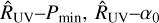 ${\hat R_{{\rm{UV}}}} - {P_{\min }},{\hat R_{{\rm{UV}}}} - {\alpha _0}$