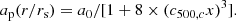 $$ \begin{aligned} a_{\rm p}(r/r_{\rm s}) = a_0/[1 + 8\times (c_{500,c}x)^3]. \end{aligned} $$