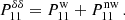 $$ \begin{aligned} P_{11}^{\delta \delta } = P_{11}^\mathrm{w} + P_{11}^\mathrm{nw} \, . \end{aligned} $$