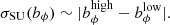 $$ \begin{aligned} \sigma _{\rm SU}(b_\phi ) \sim | b_\phi ^\mathrm{high} - b_\phi ^\mathrm{low}|. \end{aligned} $$