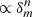 $ \propto \delta_m^n $