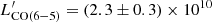 $ L^\prime_\mathrm{CO(6{-}5)} = (2.3 \pm 0.3)\times 10^{10} $