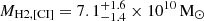 $ M_{\rm H2,[CI]}=7.1^{+1.6}_{-1.4} \times 10^{10}\,\mathrm{M}_\odot $