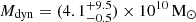 $ M_{\rm dyn} = (4.1^{+9.5}_{-0.5})\times 10^{10}\,\mathrm{M_\odot } $