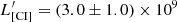 $ L^\prime_{\mathrm{[CI]}} = (3.0\pm 1.0)\times 10^9 $