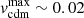 $ v_{\mathrm{cdm}}^{\mathrm{max}}\sim 0.02 $