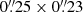 $ 0{{\overset{\prime\prime}{.}}}25\times0{{\overset{\prime\prime}{.}}}23 $