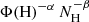 $ \Phi(\mathrm{H})^{-\alpha} \, N_\mathrm{H}^{-\beta} $