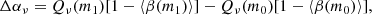 $$ \begin{aligned} \Delta \alpha _\nu =Q_\nu (m_1)[1-\langle \beta (m_1)\rangle ]-Q_\nu (m_0)[1-\langle \beta (m_0)\rangle ], \end{aligned} $$