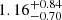 $ { 1.16 }_{ -0.70 }^{ + 0.84 } $