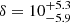 $ \delta = 10^{+5.3}_{-5.9} $