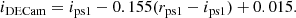 $$ \begin{aligned} i_{\rm DECam}&= i_{\rm ps1} -0.155 (r_{\rm ps1} - i_{\rm ps1}) + 0.015. \end{aligned} $$