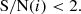 $$ \begin{aligned} \mathrm{S/N}(i)&< 2. \end{aligned} $$