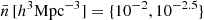 $ \bar{n}\,[h^{3}{\mathrm{Mpc}}^{-3}] = \{10^{-2},10^{-2.5}\} $
