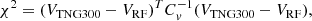 $$ \begin{aligned} \chi ^2 = (V_{\rm TNG300}-V_{\rm RF})^T C_v^{-1} (V_{\rm TNG300}-V_{\rm RF}), \end{aligned} $$
