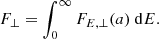 $$ \begin{aligned} F_{\perp } = \int _0^\infty F_{E,\perp }(a) ~\mathrm{d} E. \end{aligned} $$