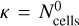 $\kappa = N_{{\rm{cells}}}^0$