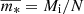 $ \overline{m_*} = M_{\mathrm{i}}/N $