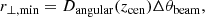 $$ \begin{aligned} r_{\perp ,\mathrm{min}}&=D_{\rm angular}(z_{\mathrm{cen}}) \Delta \theta _{\rm beam}, \end{aligned} $$