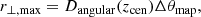 $$ \begin{aligned} r_{\perp ,\mathrm{max}}&=D_{\rm angular}(z_{\mathrm{cen}}) \Delta \theta _{\rm map}, \end{aligned} $$