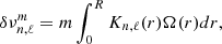 $$ \begin{aligned} \delta \nu ^{m}_{n,\ell }=m\int _{0}^{R}K_{n,\ell }(r)\Omega (r)dr, \end{aligned} $$