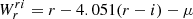 $ W^{ri}_r = r - 4.051 (r-i) - \mu $