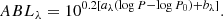 $$ \begin{aligned} ABL_{\lambda } = 10^{0.2[a_{\lambda }(\log P - \log P_0) + b_{\lambda }]}. \end{aligned} $$