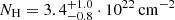 $ N_{\mathrm{H}} =3.4_{-0.8}^{+1.0}\cdot 10^{22}\,\mathrm{cm}^{-2} $