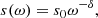 $$ \begin{aligned} s(\omega )=s_{0}\omega ^{-\delta }, \end{aligned} $$