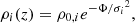 $$ \begin{aligned} {\rho _i}(z)={\rho _{0,i}} e^{-\Phi /{\sigma _i}^2}, \end{aligned} $$