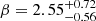$ \beta=2.55^{+0.72}_{-0.56} $