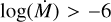 Mathematical equation: $\log (\dot M) > - 6$