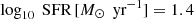 $ \log_{10} \text{ SFR}\,[M_{\odot}\,\text{ yr}^{-1}] = 1.4 $