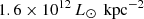 $ 1.6\times10^{12}\,L_{\odot}\,\text{ kpc}^{-2} $
