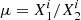$$ \begin{aligned} \mu = X^{i}_1/X^{i}_2 \end{aligned} $$
