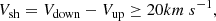$$ \begin{aligned} V_{\rm sh} = V_{\rm down} - V_{\rm up} \ge 20 km~s^{-1}, \end{aligned} $$
