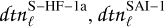 Mathematical equation: $dtn_\ell ^{{\rm{S}} - {\rm{HF}} - 1{\rm{a}}},dtn_\ell ^{{\rm{SAI}} - 1}$
