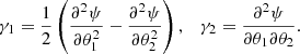 $$ \begin{aligned} \gamma _1 =\frac{1}{2}\left( \frac{\partial ^2\psi }{\partial \theta _1^2}-\frac{\partial ^2\psi }{\partial \theta _2^2}\right), \quad \gamma _2 = \frac{\partial ^2\psi }{\partial \theta _1\partial \theta _2}. \end{aligned} $$